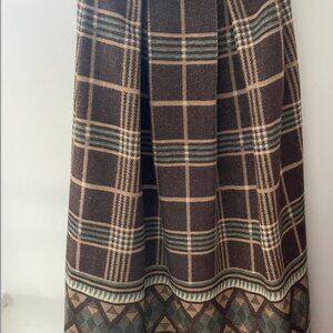 Ralph Lauren Italian-Made 100% Wool Plaid Midi Skirt | Vintage Heritage Style